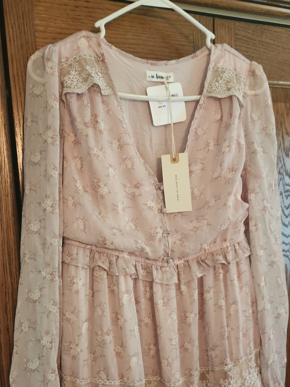 In Bloom Blush Pink Tiered Lace Dress